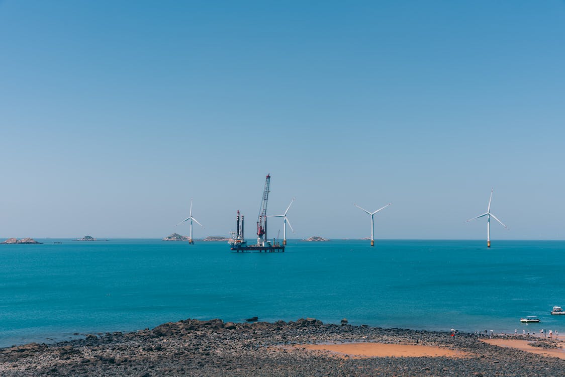 A Vestas V236-15.0 MW offshore wind turbine installed at sea, representing the technology chosen for South Korea's Shinan-Ui project.
