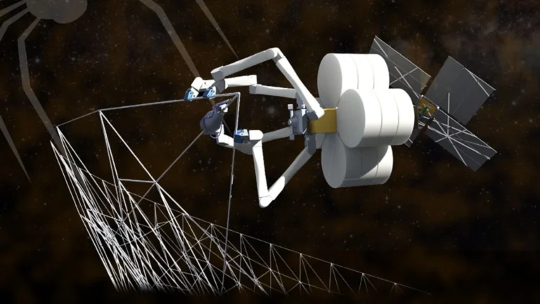 Space spider tech weaves giant structures in orbit.