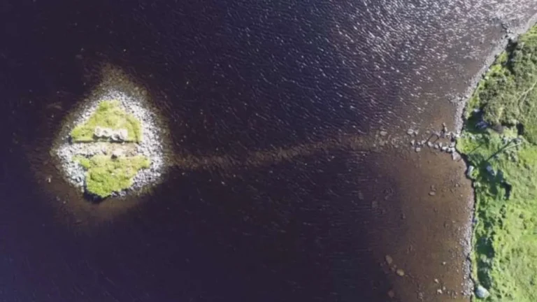 Island crannog in Scotland