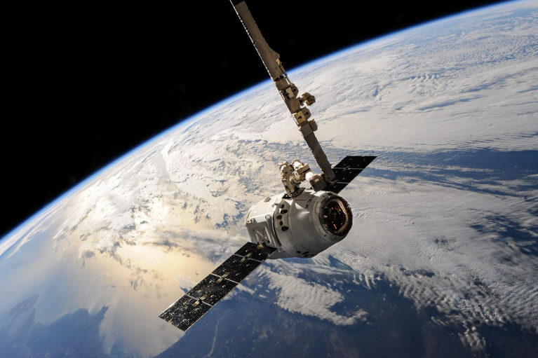 Satellite in orbit representing China’s space-based computing cloud network