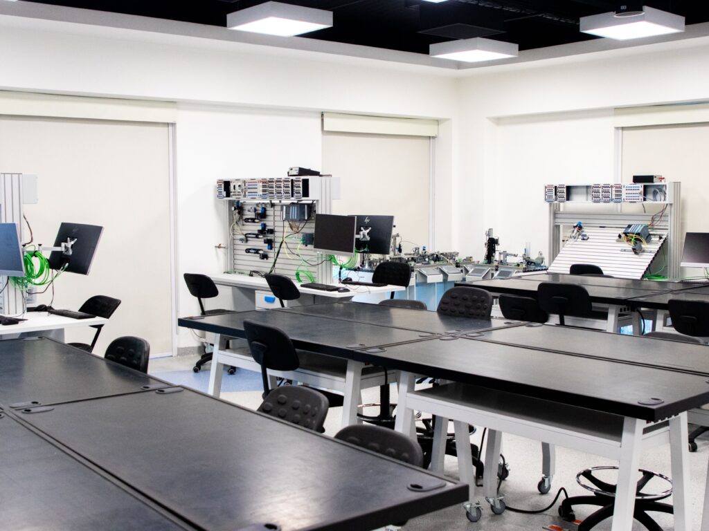 Micron trainees practice semiconductor manufacturing skills at the company's new Boise training center.